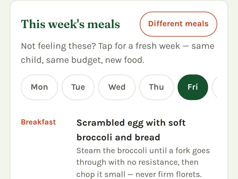 The weekly menu