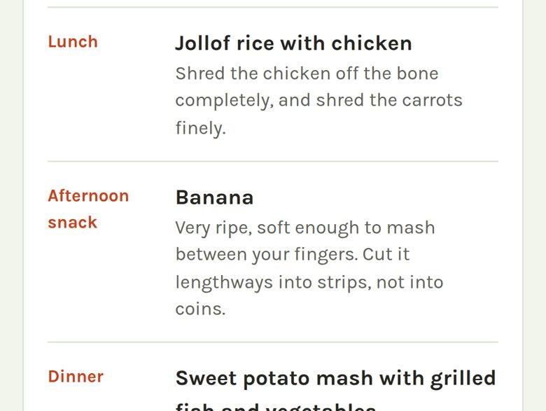 A cooking note on a meal